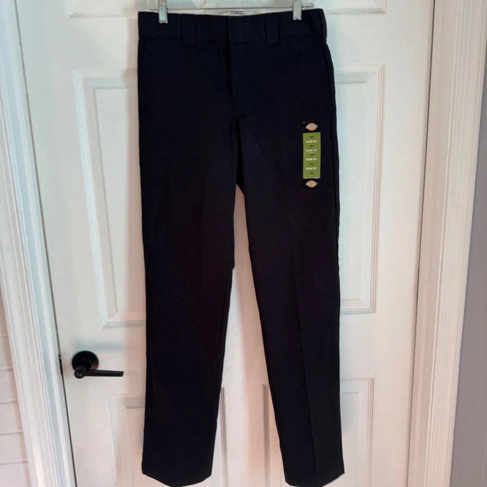 Dickies Work Pant Mens 30x34 Black Slim Fit Straight Leg WP873BK NWT
